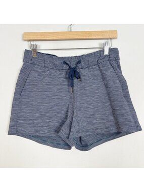 Lululemon On The Fly Shorts Navy Blue Spacedye Size 6 Drawstring Waist Women's